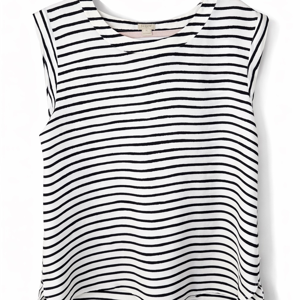 J.Crew Striped Boat Neck Sleeveless Top – XL Navy Blue and White